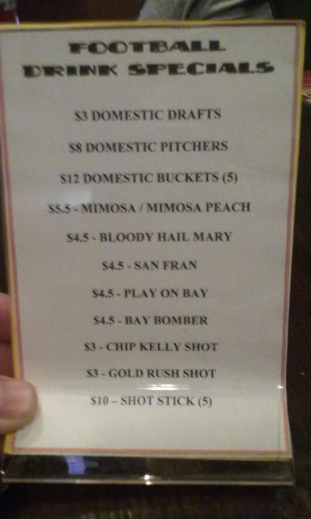 Menu at Joey's Tavern pub & bar, Las Vegas