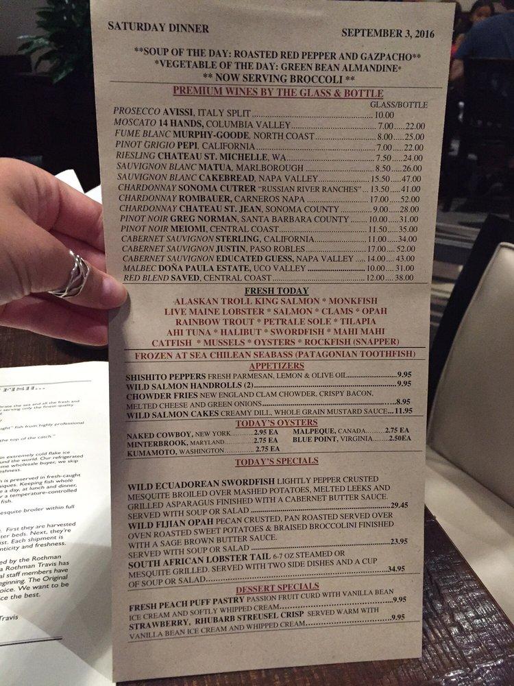 Menu at Original Fish Co. restaurant, Los Alamitos