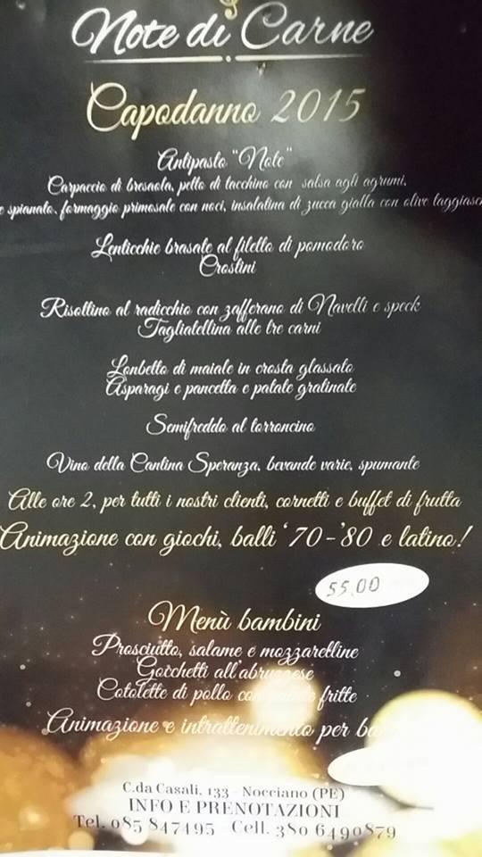 Menu di Note di Carne 