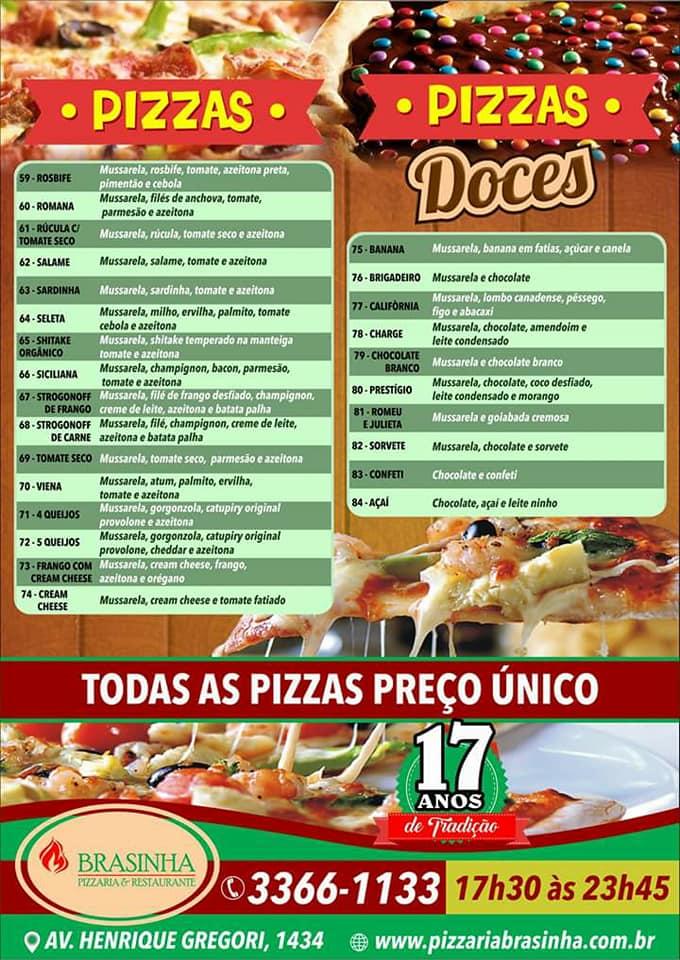 Pizzaria Brasinha cardápio