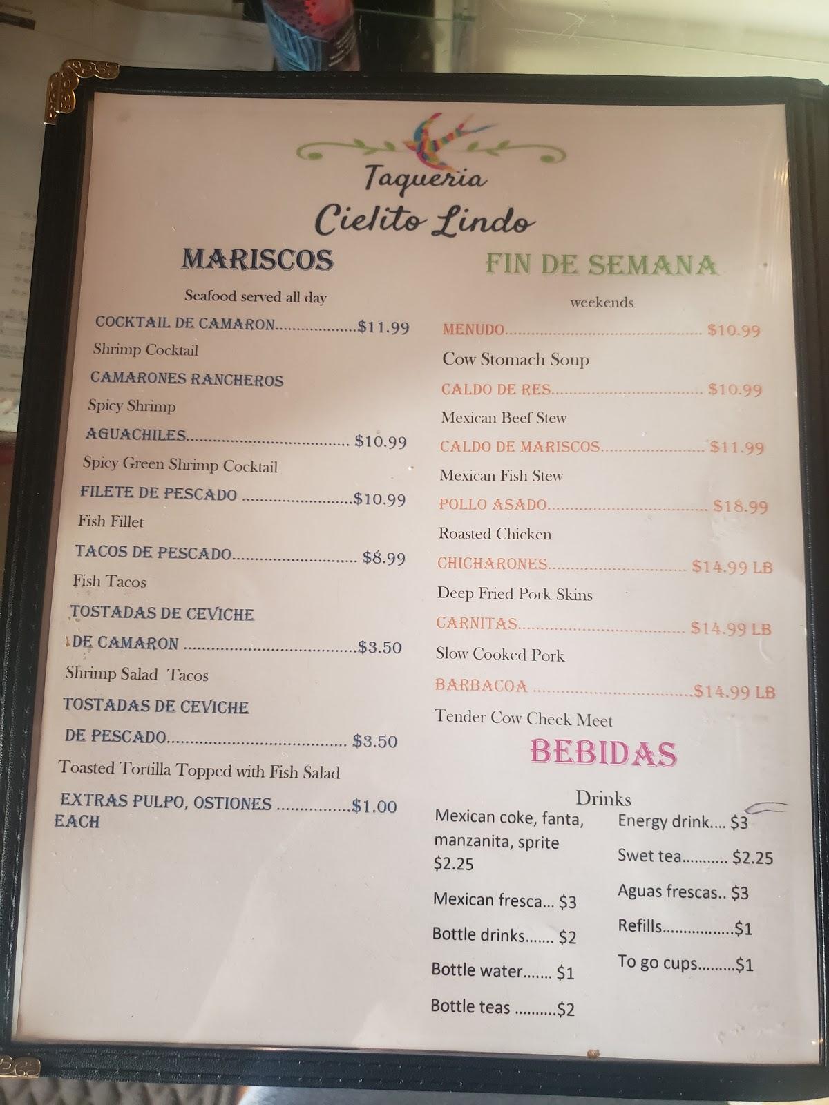 Menu at Taqueria Lopez restaurant, Buffalo