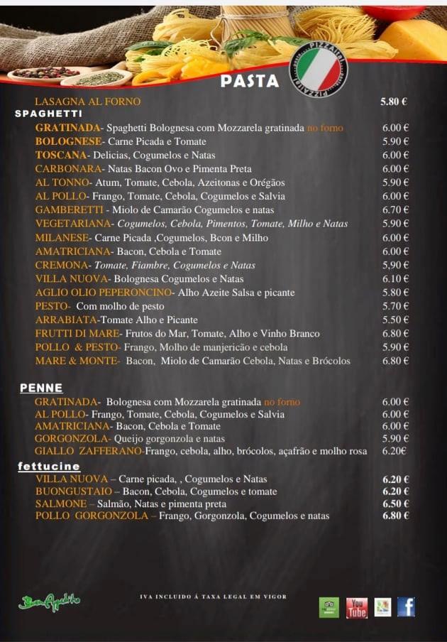 Menu em PIZZAital restaurante, Vila Real, Praca De Nossa Senhora Da
