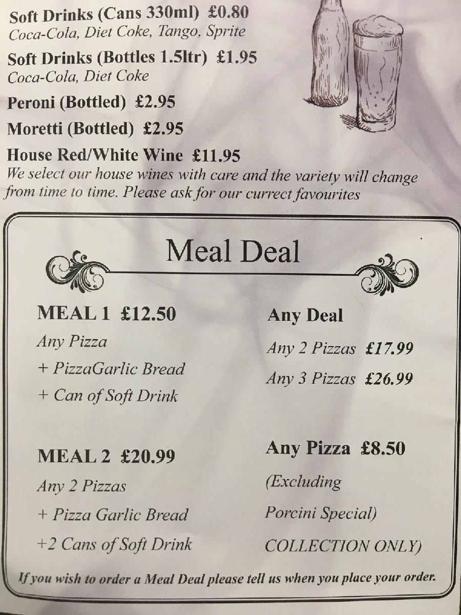 Menu at Porcini restaurant, West Byfleet