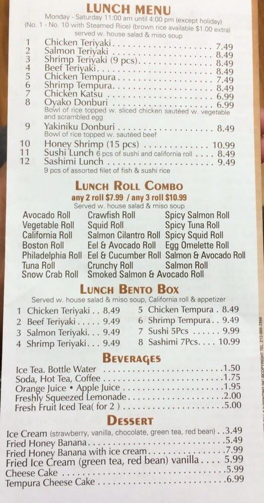 Menu at Cherry Blossom Japanese Restaurant, Kenner