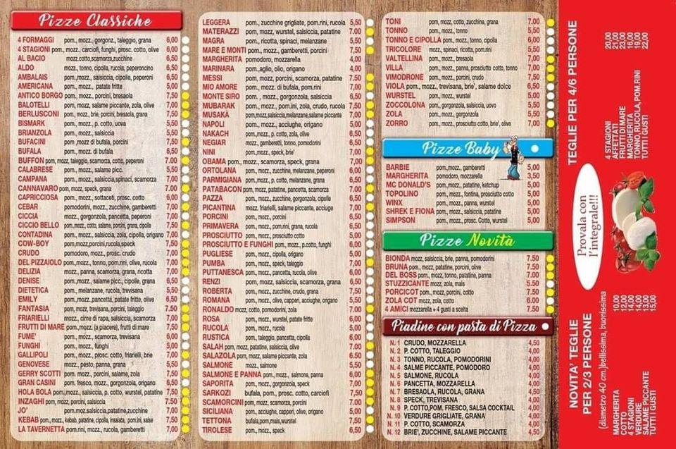 Menu da Pizzeria la VIMODRONE, Vimodrone