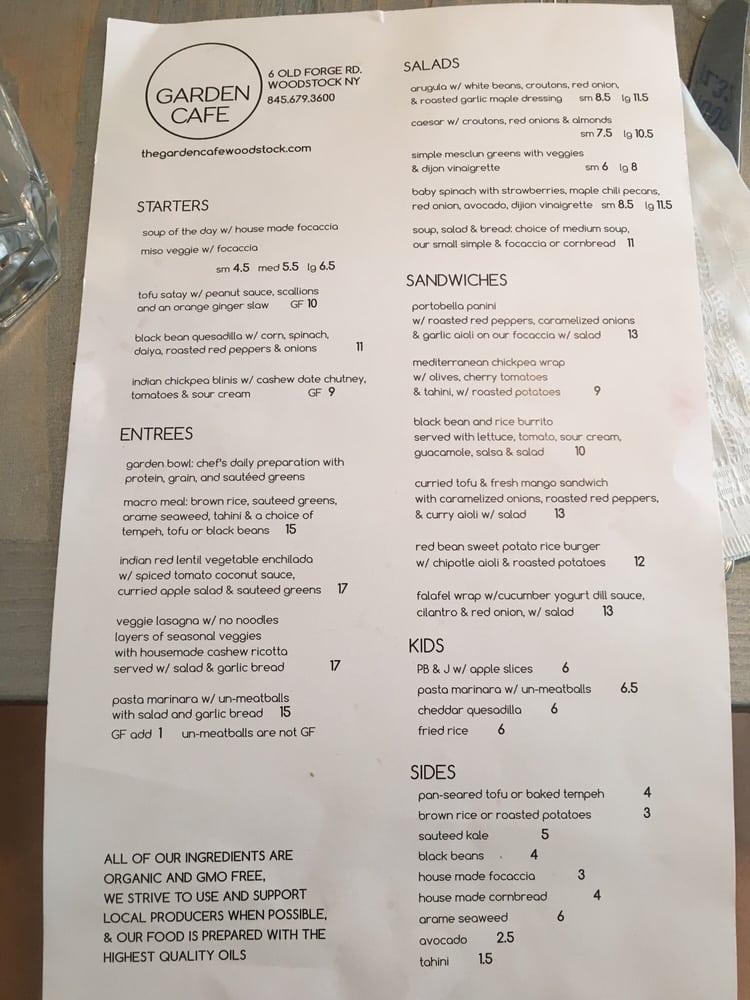 Menu at Garden Cafe Woodstock, Woodstock