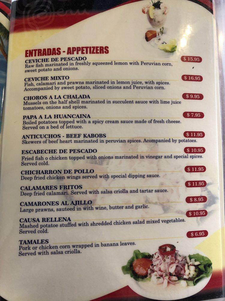 Carta de Estampas Peruanas Restaurant, Redwood City