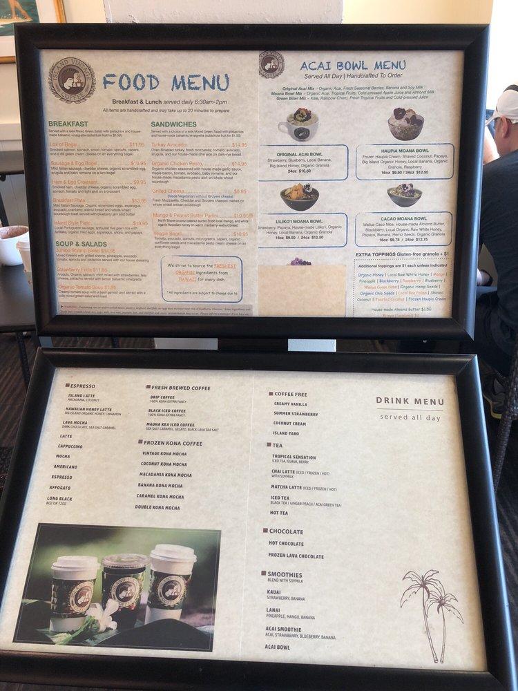 Menu at Island Vintage Coffee pub & bar, Lahaina