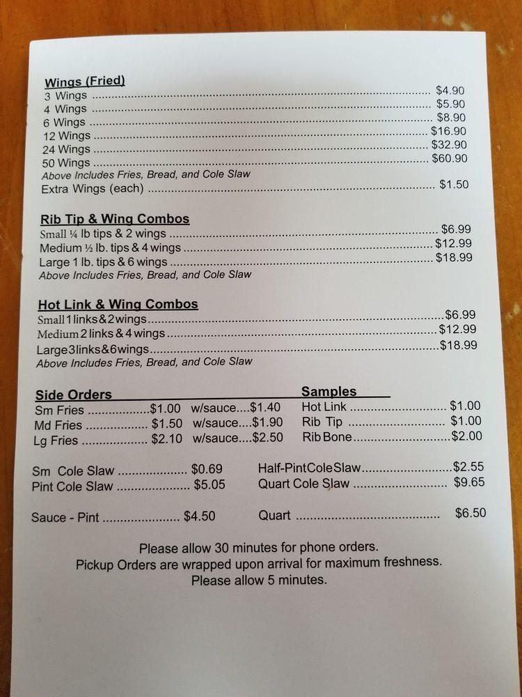 Menu at Chicago Style BBQ, Joliet