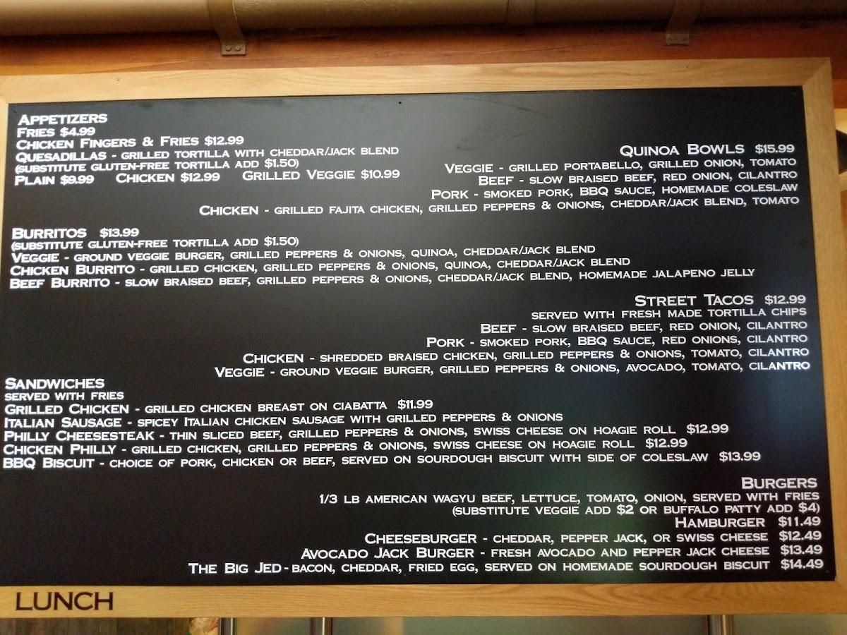 Menu at Jedediah's restaurant, Aspen