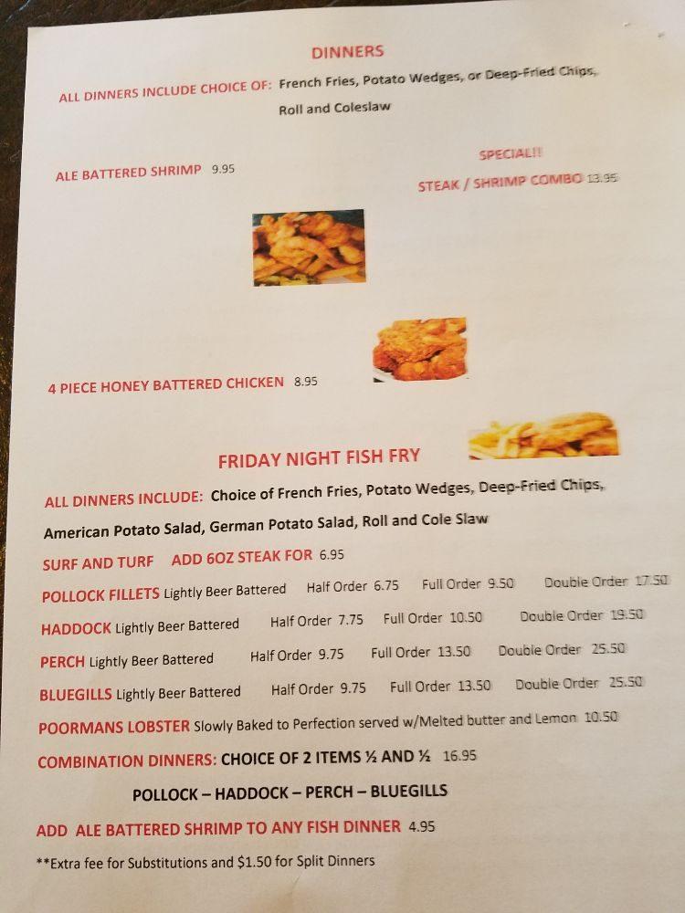 Menu at Oak Central LLC pub & bar, Oakfield