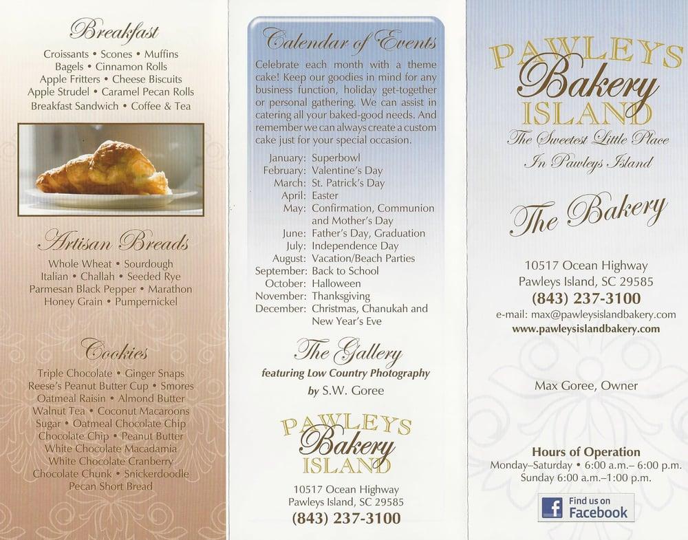 Menu at Pawleys Island Bakery, Pawleys Island, Ocean Hwy