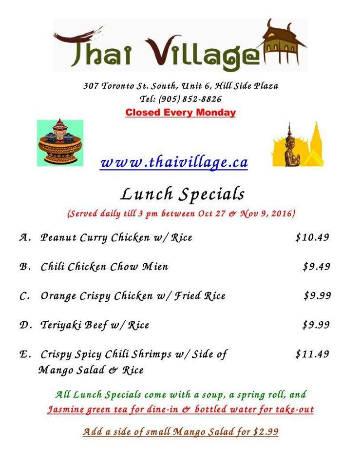 Menu At Thai Village Restaurant Uxbridge Hillside Place