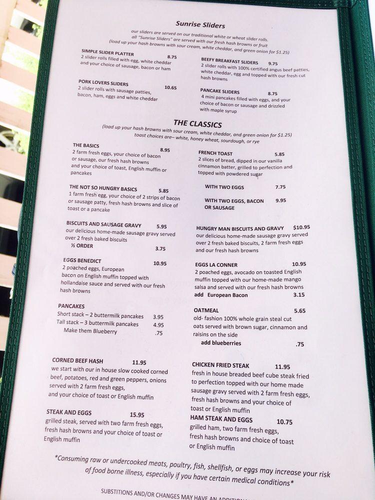 Menu at The Slider Cafe, La Conner