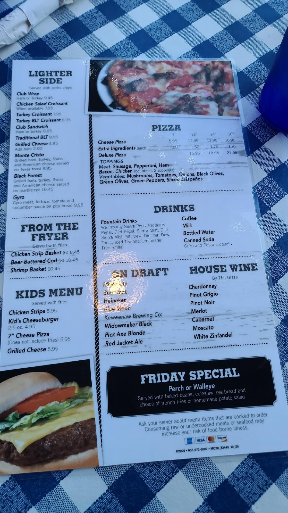 Menu at Pirate's Cove pub & bar, Menominee
