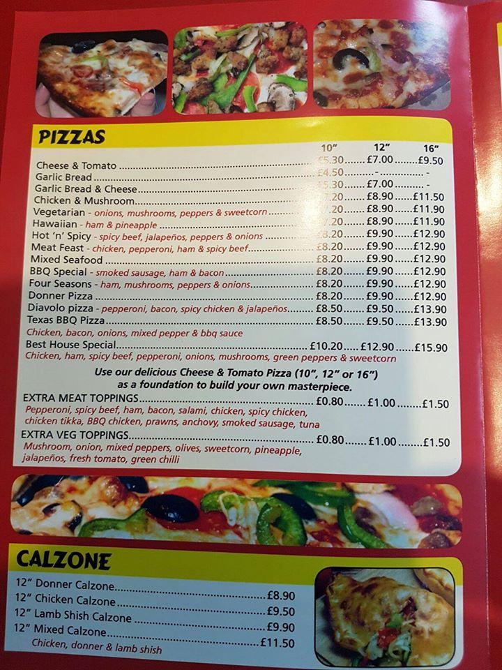 Menu at Thurso Best Kebab pizzeria, Thurso