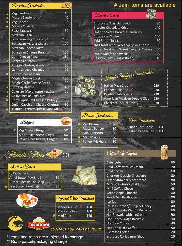 Checkers Café menu