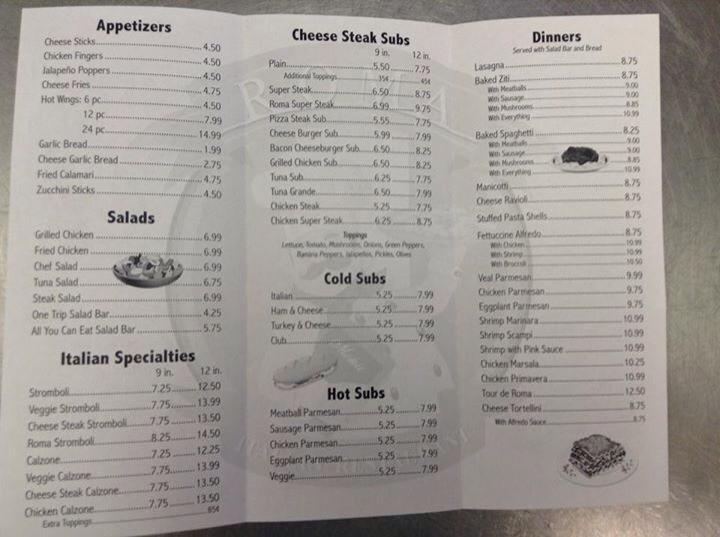 Menu at Roma Italian Restaurant, Danville