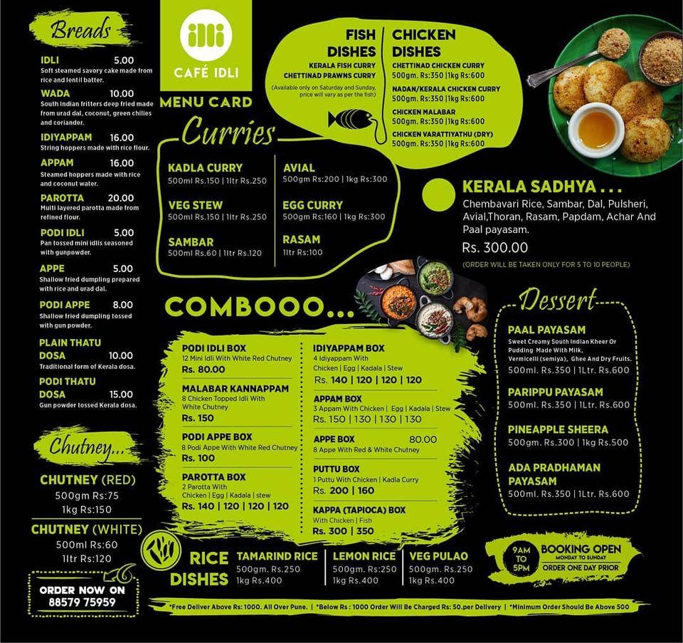 Cafe Idli menu