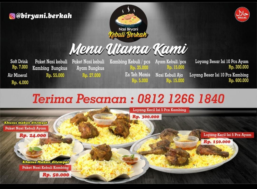 Menu at Nasi biryani kebuli berkah restaurant, Tangerang