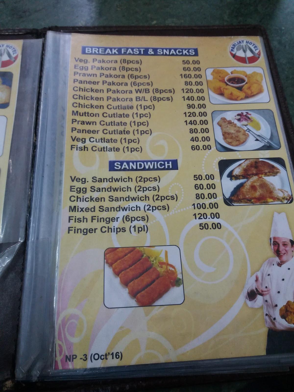 Parijat Hotel & Restaurant menu