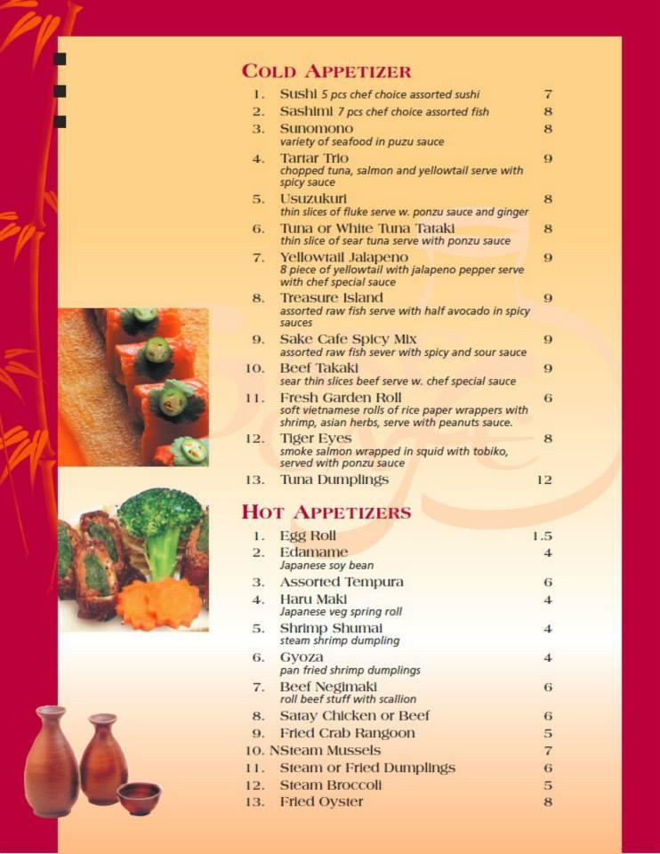 Menu at Sake Cafe, Albany, 273 New Scotland Ave