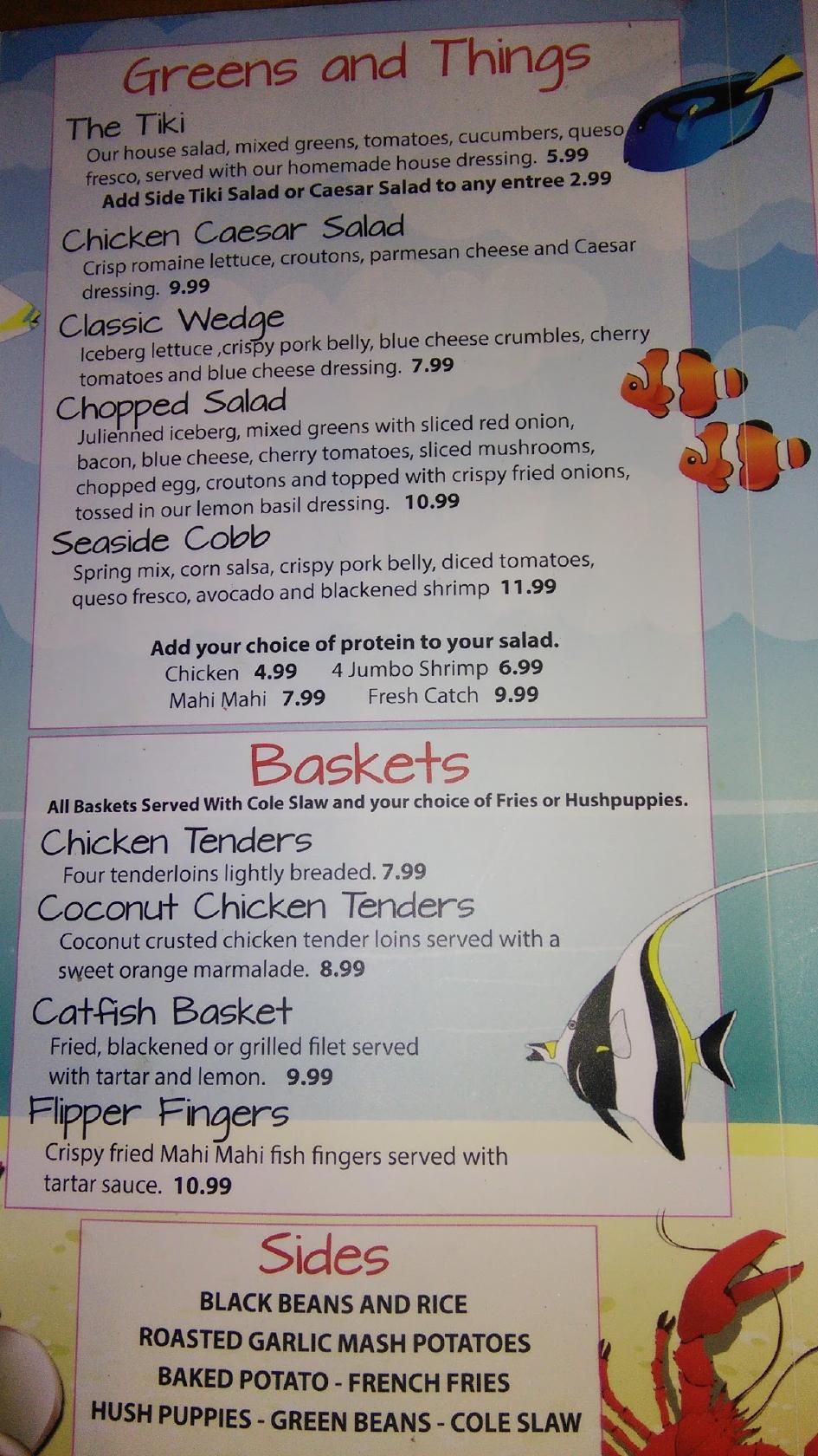Menu at Parrott Island steakhouse, Okeechobee