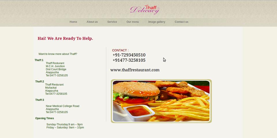 Thaff menu
