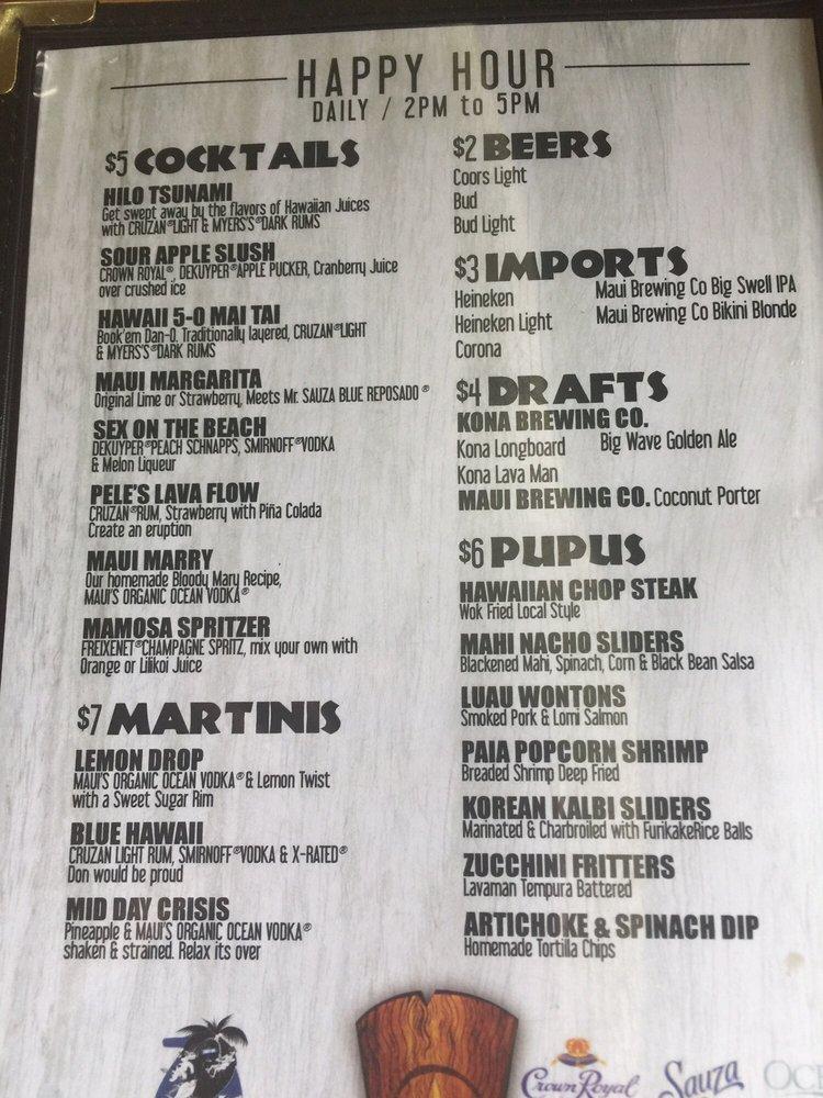 Menu at Coconut Grill restaurant, Hilo