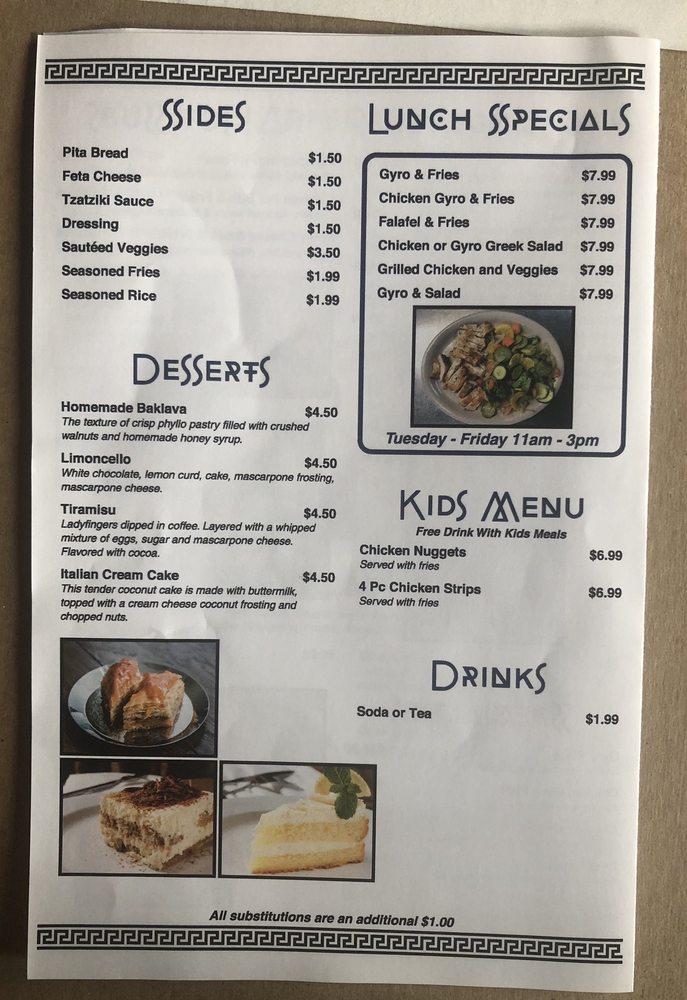 Menu at Gyro Spot, Tyler