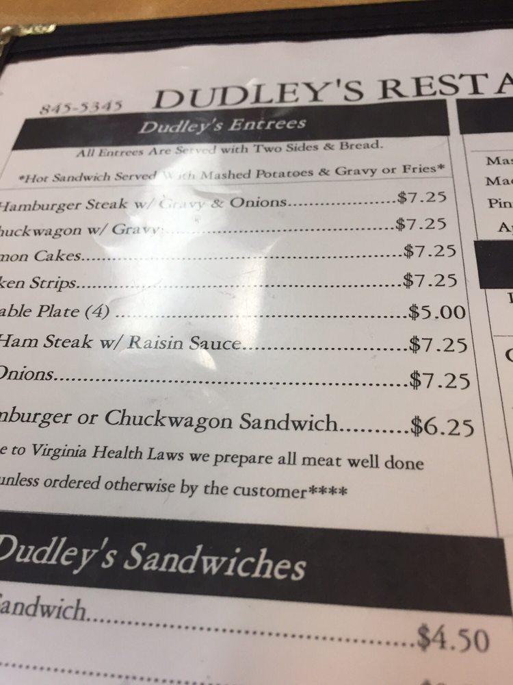 Menu at Dudley's Family Style Restaurant, Madison Heights
