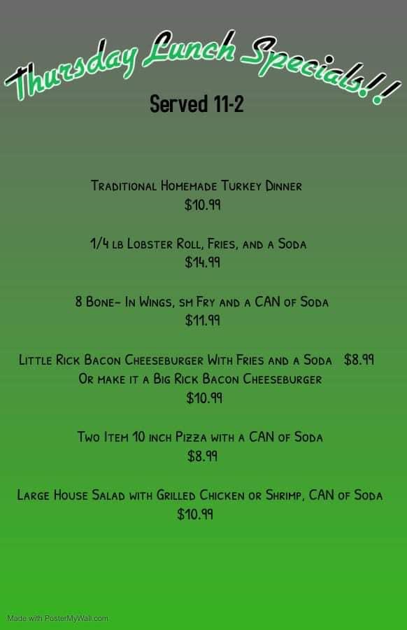 Menu at Big Ricks Burgers & Wings pub & bar, Madawaska