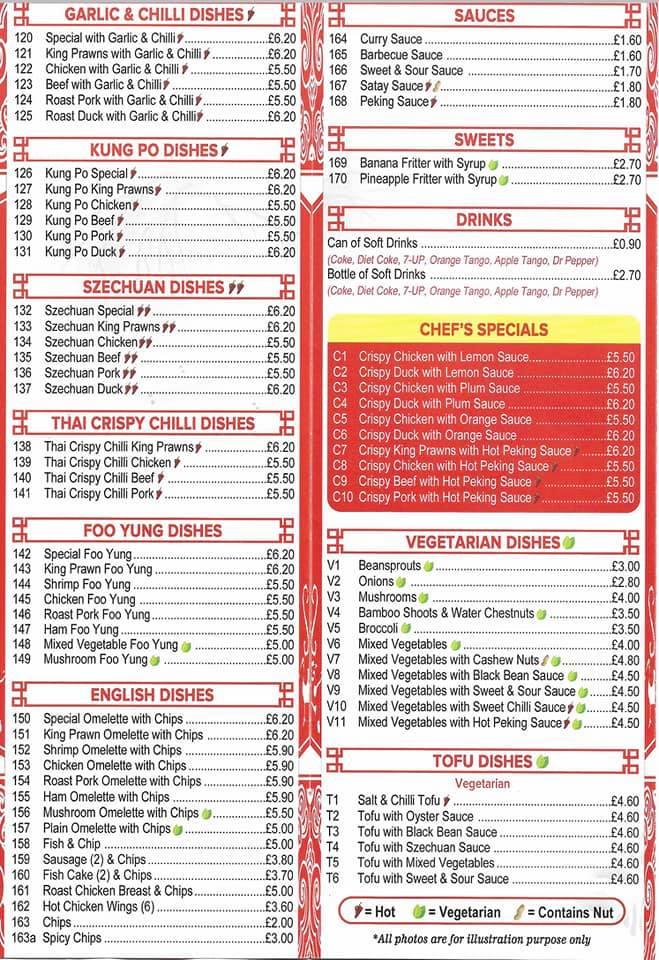 Menu at You & Me Chinese Takeaway fast food, Ottery Saint Mary
