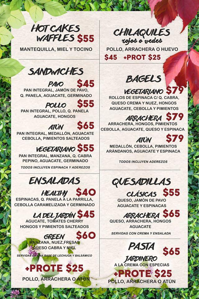 Menu at El Jardin Carranza cafe, Chetumal