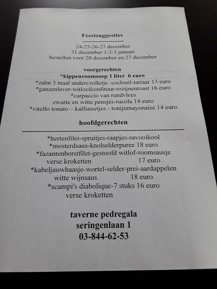 Menu de Taverne Brasserie Pedregala