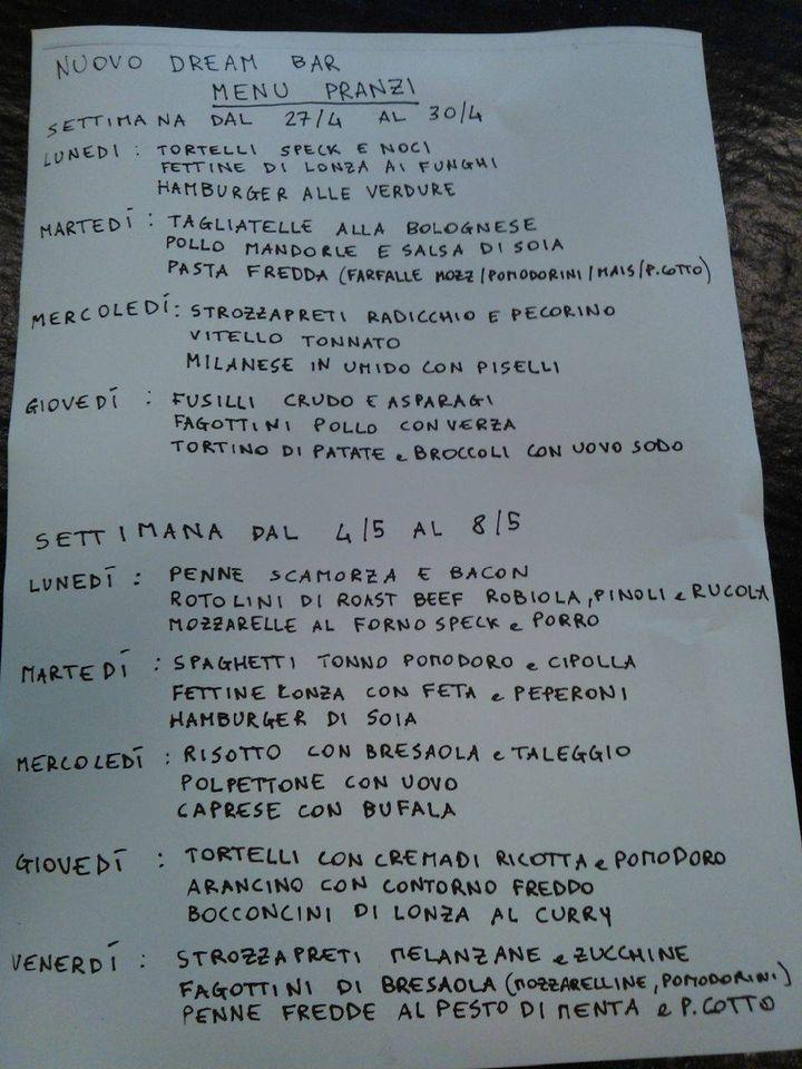 Menu di Dream Caffè 