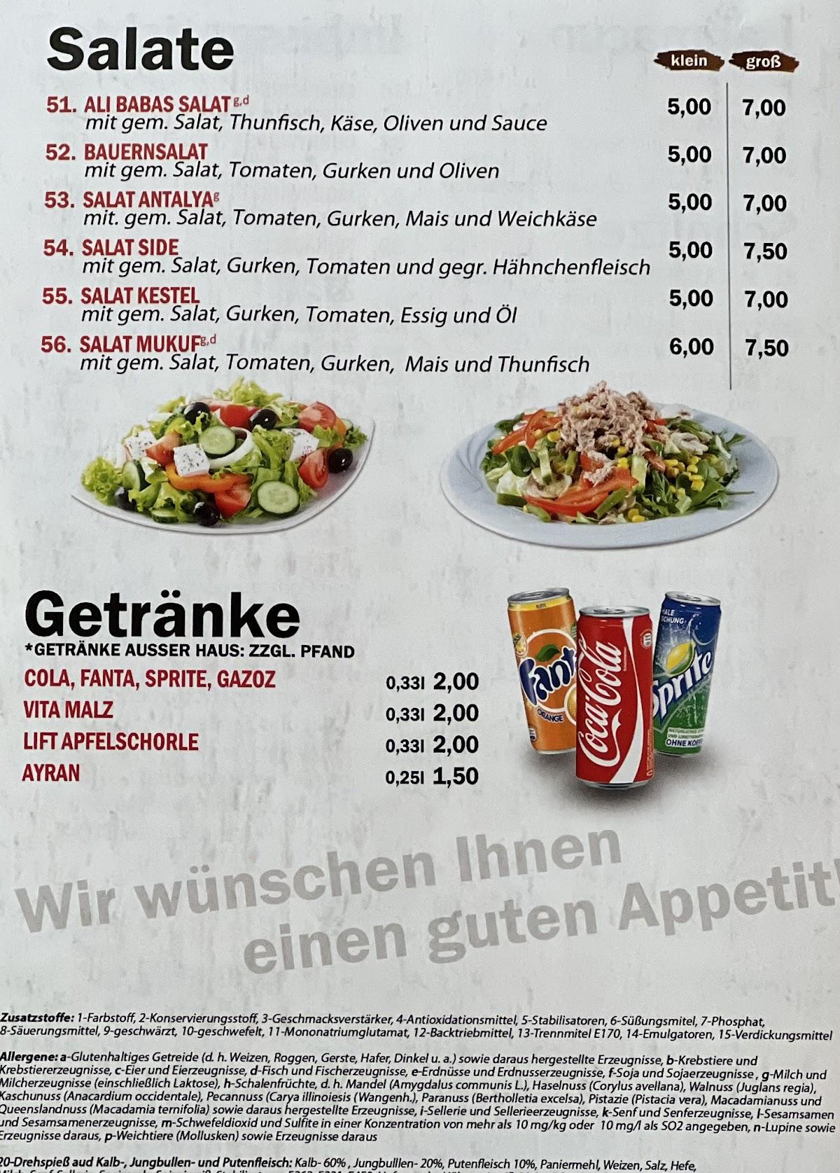 Speisekarte von Ali Babas Döner Grillspezialitäten restaurant