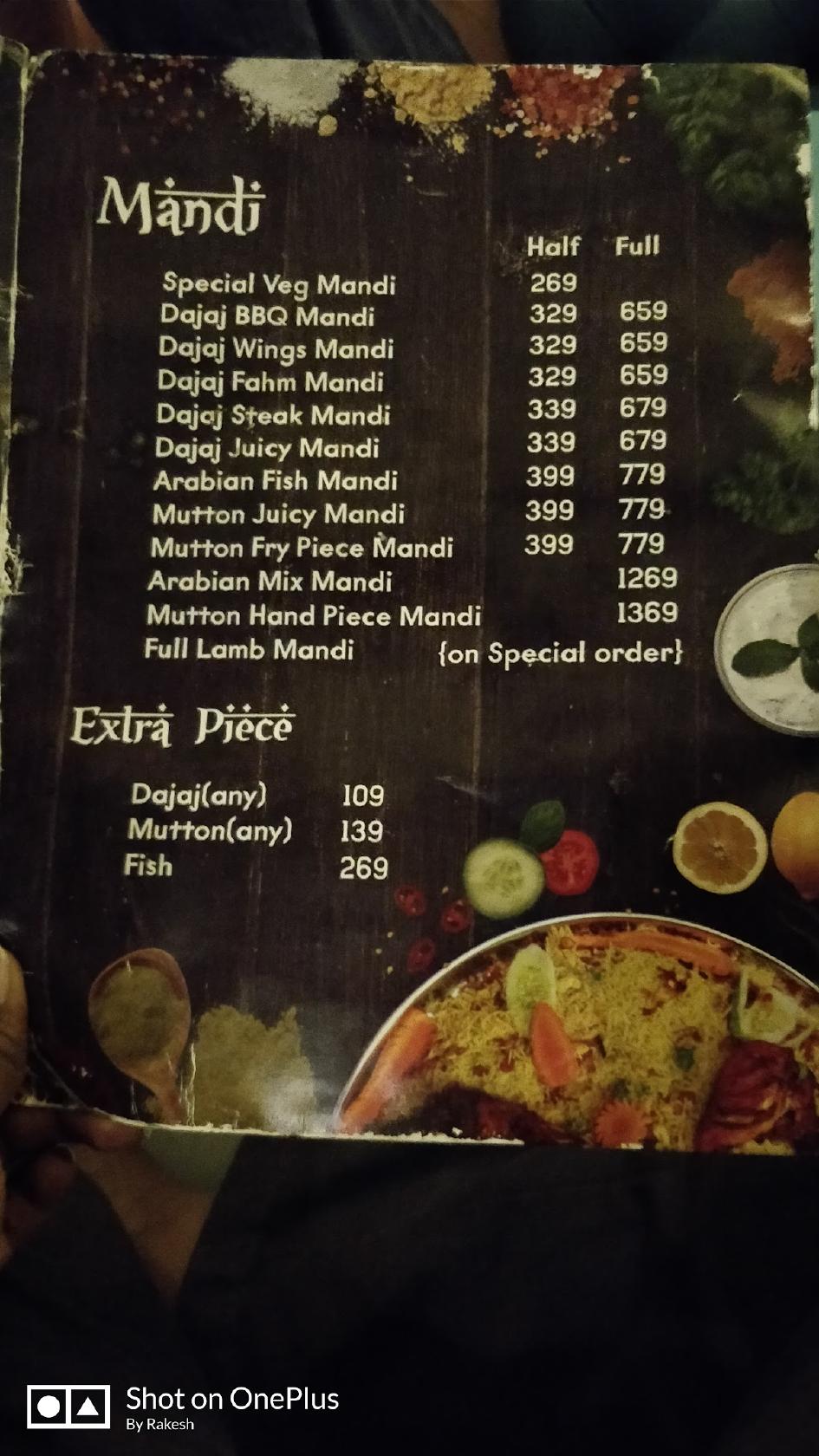 Menu at Barkaas Arabic Restaurant, Vijayawada, Trunk Road