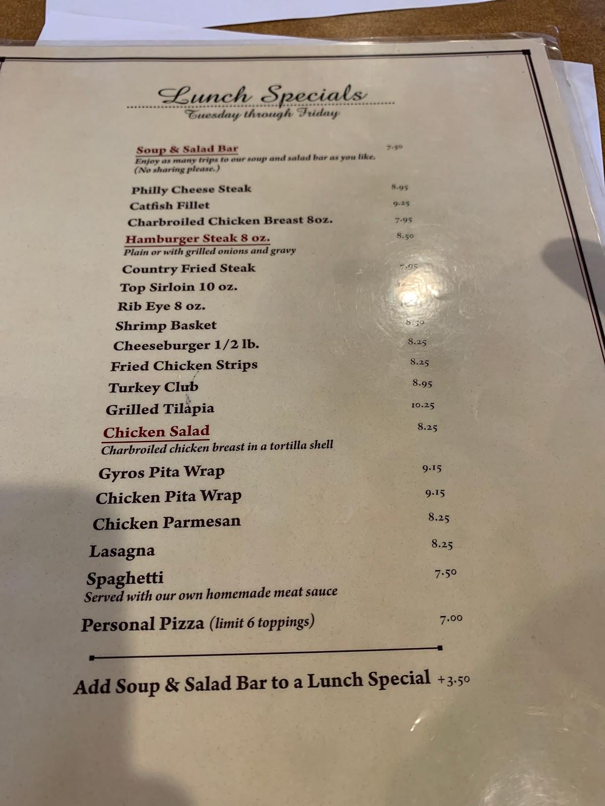 Menu at Olympic Steak & Pizza Millington steakhouse, Millington