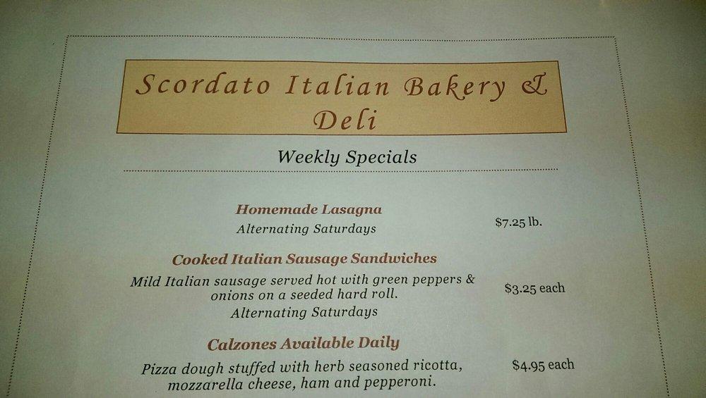 Menu at Scordato Bakery Inc, Milwaukee