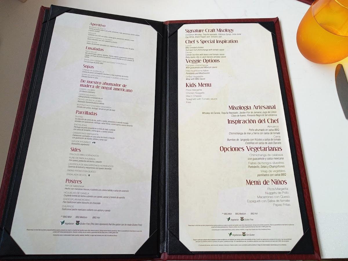 Menu at Armadillo Restaurant at Royalton Riviera Cancun, Mexico