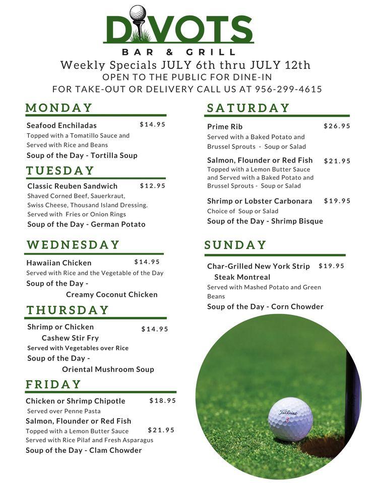 Menu at Divots Bar & Grill, Laguna Vista