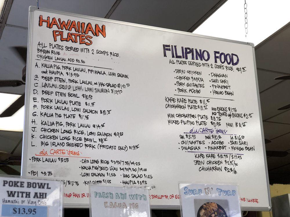 Menu at Fort Ruger Market restaurant, Honolulu