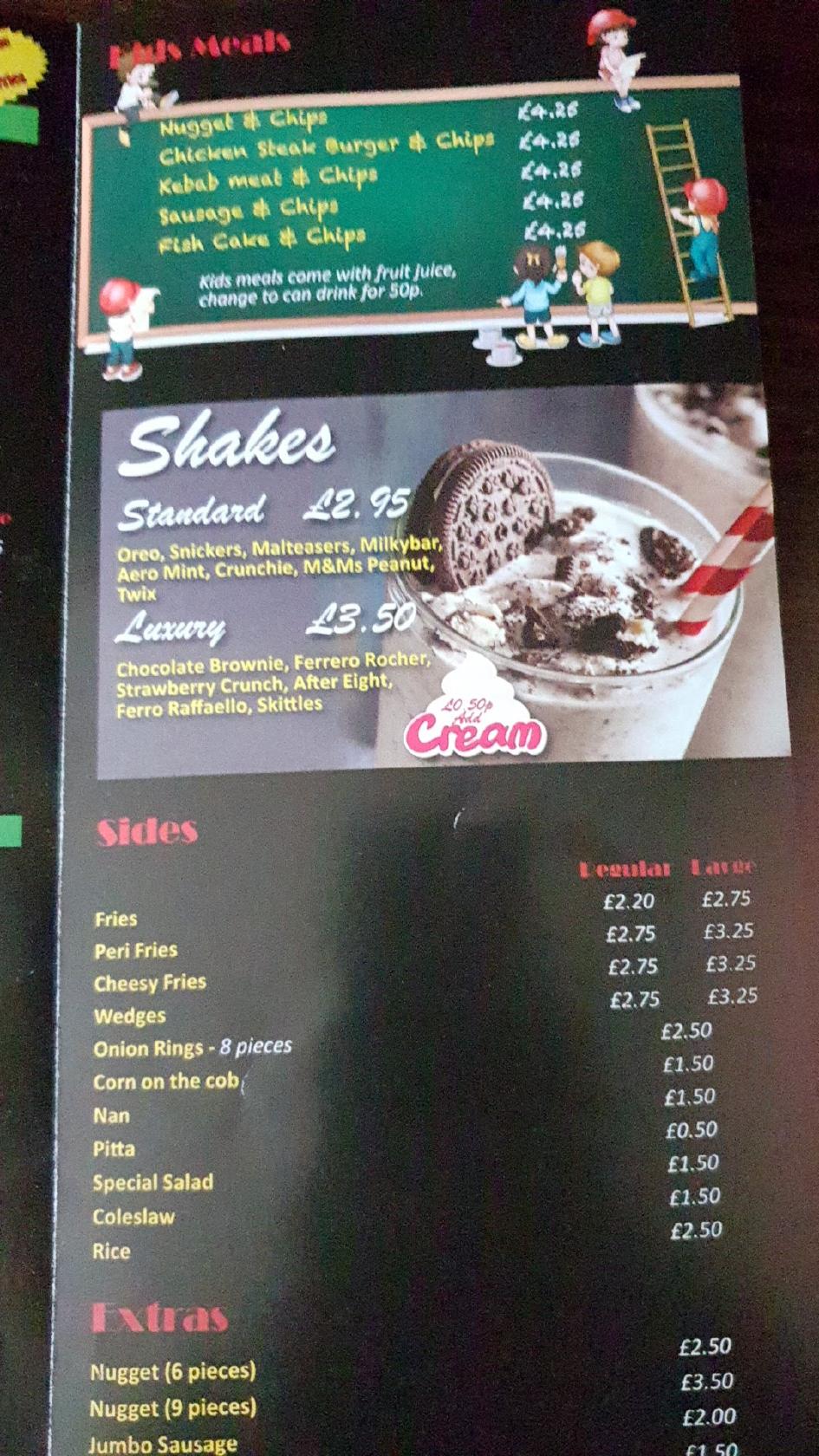 Menu at Grillz fast food, Tadley