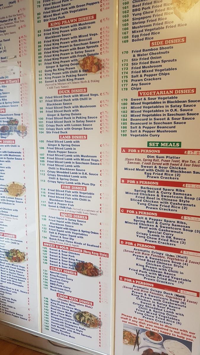 Menu at The Lucky Lotus restaurant, Buxton