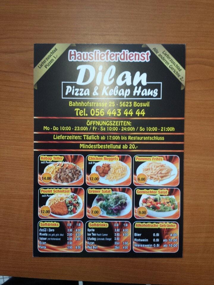 Dilan Pizza & Kebab Haus Feudenheim Menu da Dilan Pizza Kebap Haus, Boswil