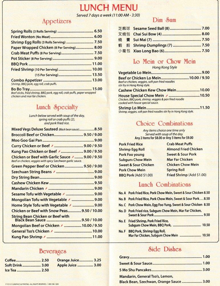 Menu At Golden Dynasty Restaurant, Ashland