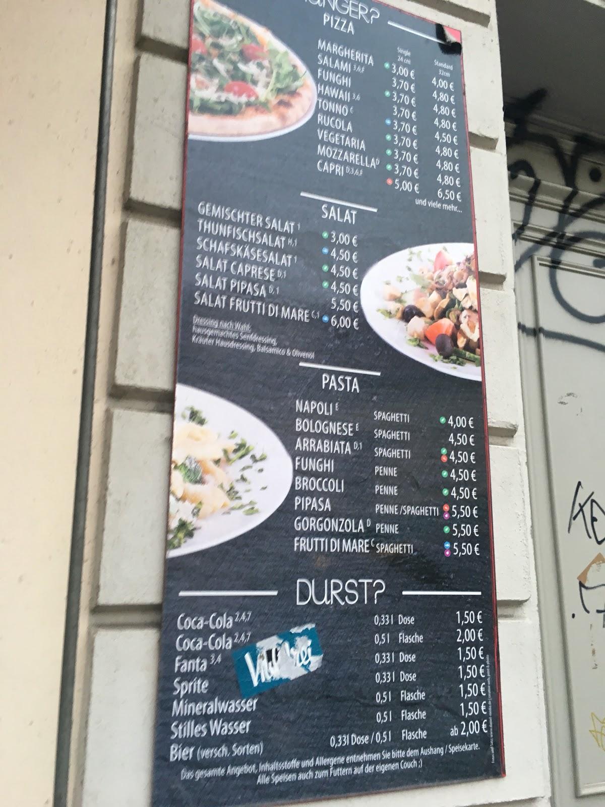 Speisekarte von PiPaSa Pizza Pasta Salat, Potsdam
