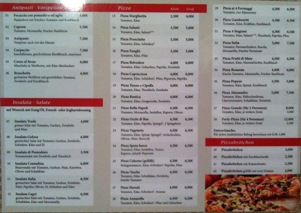 Speisekarte von Pizzeria Sale e Pepe, Glandorf