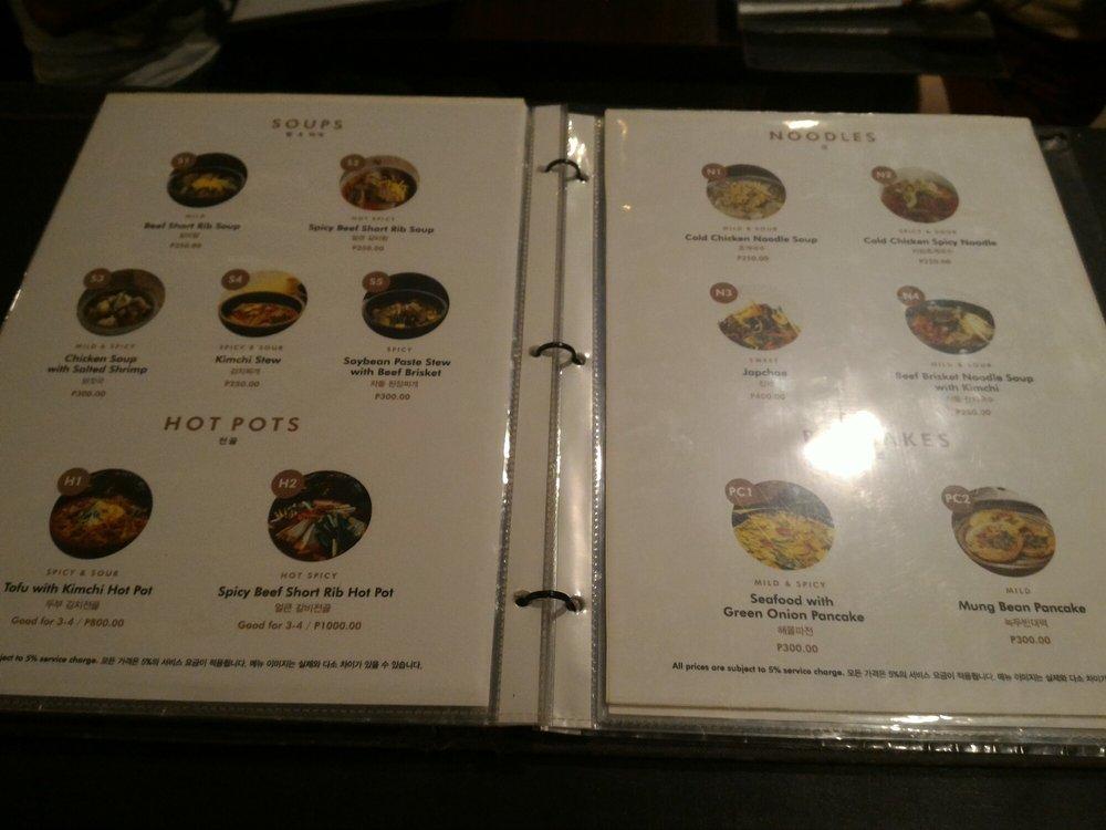 Menu at Grill Seoul Korean BBQ, Mabalacat